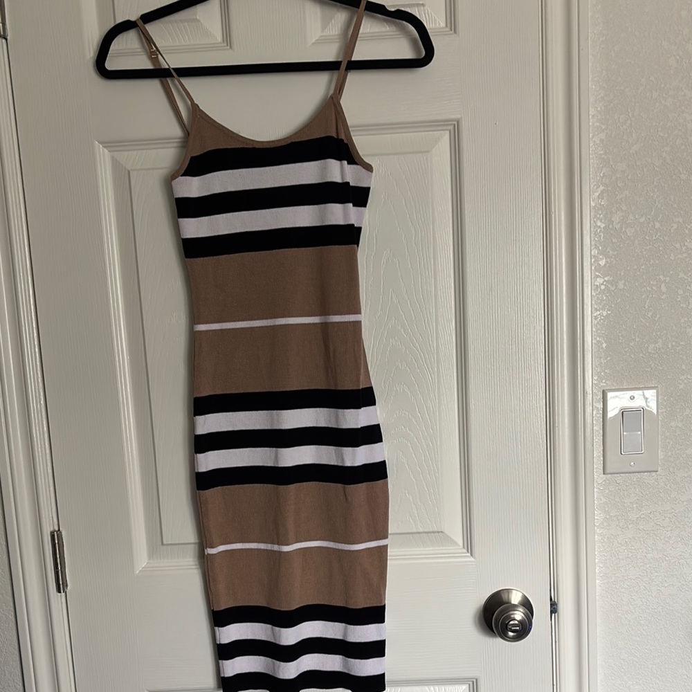 Windsor Striped Tan and Black bodycon